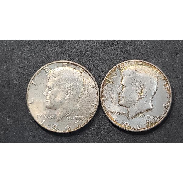 (2) United States 1967 40% Silver Kennedy Half Dollars - Face Value: $1.00