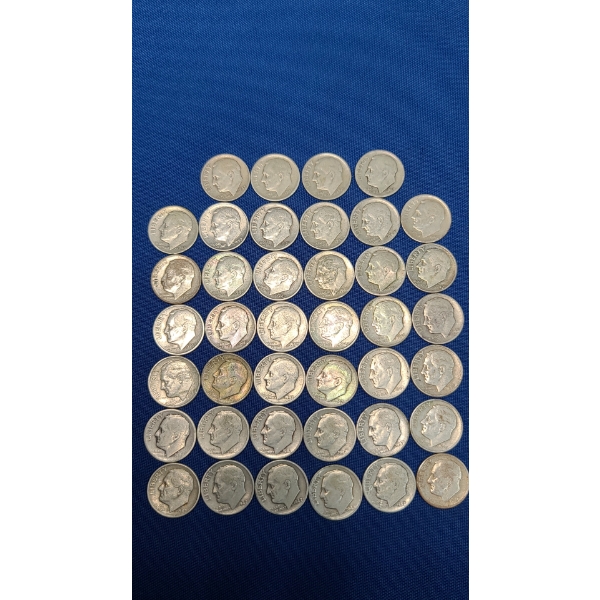 Assorted Years 90% Silver Roosevelt Dimes - Face Value: $4.00