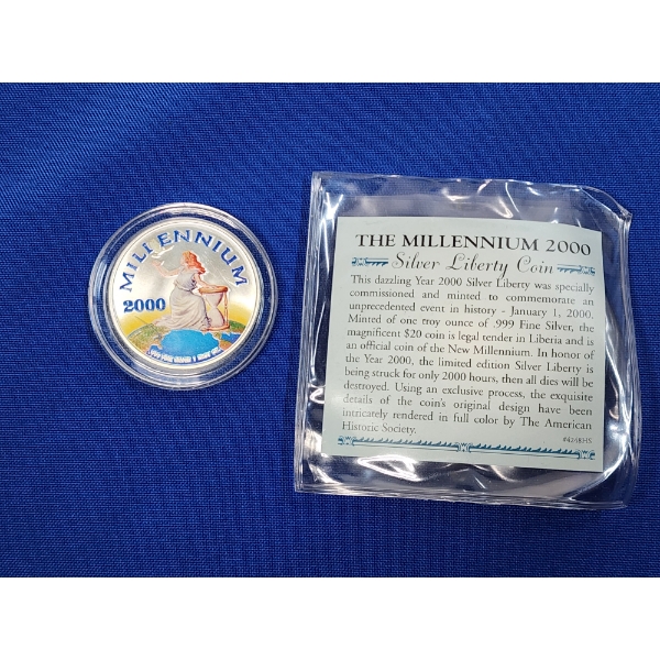 2000 The Millennium Silver Liberty Coin - 1 Troy oz .999 Fine Silver 