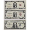 Image 1 : Lot of (2) $2 Bills Red Seal & (1) $1 Silver Certificate Blue Seal Star Note - $5 Face Value