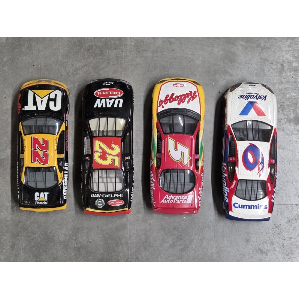 Four 8'' Die Cast Racing Cars 