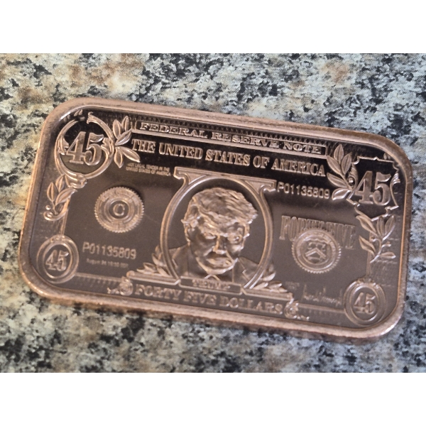 20 GEM Mint 1 Oz DONALD TRUMP $45 FEDERAL RESERVE NOTE COPPER INGOT / BARS IN SPECIAL STORAGE CASE 