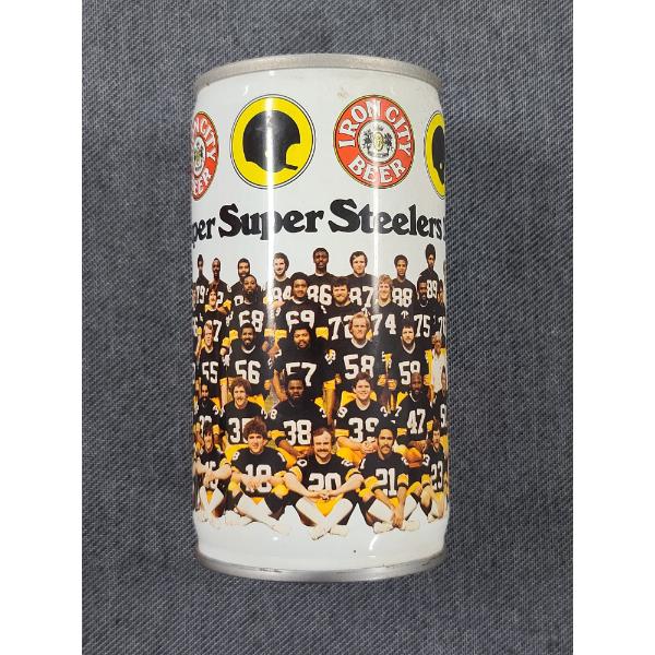 Super Super Steelers 1979 Pittsburgh Brewing Company Iron City Beer EMPTY Can - Cut Open On Bottom