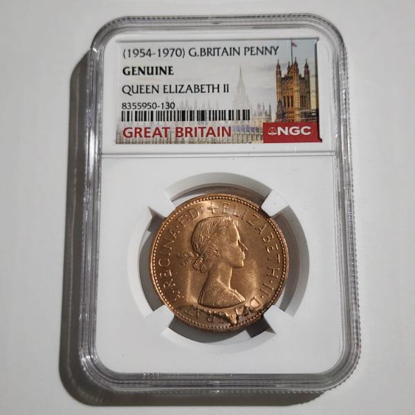 NGC Genuine 1954-1970 Great Britain Penny ~ Unique Toning!