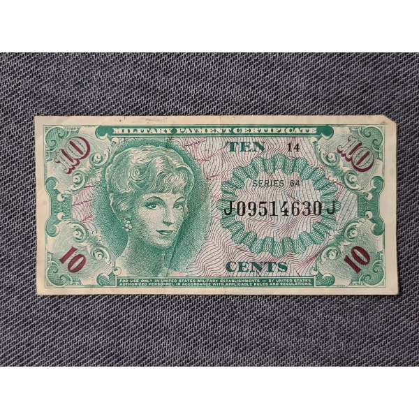 United States 10 Cent Series 641 Military Payment Certificate - In Great Condition!