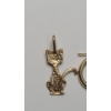 Image 3 : Set Of 14K Yellow Gold Huggie Hoop Earrings & 14K Gold Cat Pendant - Total Weight: 1.7g