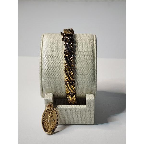 Gold-Tone Sterling Silver Bracelet and Mary Pendant - Total Weight: 19.0g