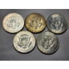 Image 1 : Five 40% Silver Kennedy Half Dollars - $2.50 Face Value