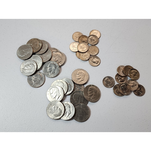 $40.00 Face Value of U.S. Dollar Coins: Eisenhower and Susan B. Anthony