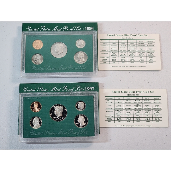 1997 and 1996 United Mint Proof Set with Box and COA