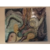 Image 1 : Large Reverse Painted On Glass With Metal Free Form Sculpture Affixed - 44 x 35 - Very Colorful 