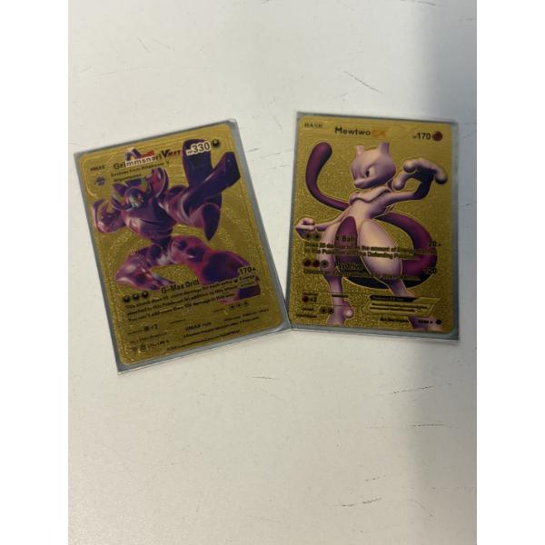 2 Pokémon Gold Cards - Mewtwo ex HP 170 X ball & Grimmsnarl Vmax HP 330 G-Max Drill