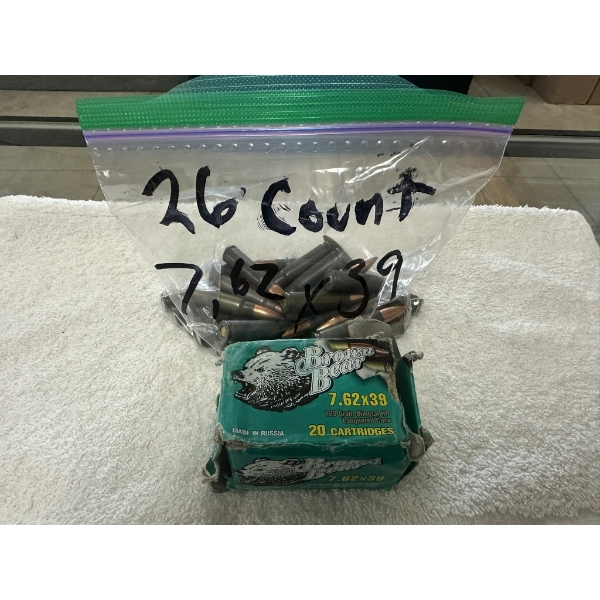 Brown Bear 7.62x39 20 count Bullets and 26 count 7.62x39 bullets