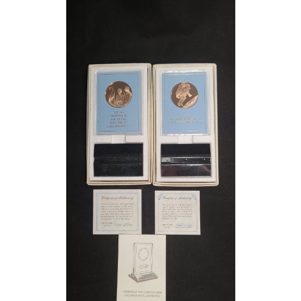 1985 Presidential Inaugural Eyewitness & 1984 1st Untethered Space Walk Commemorative Bronze Medal 