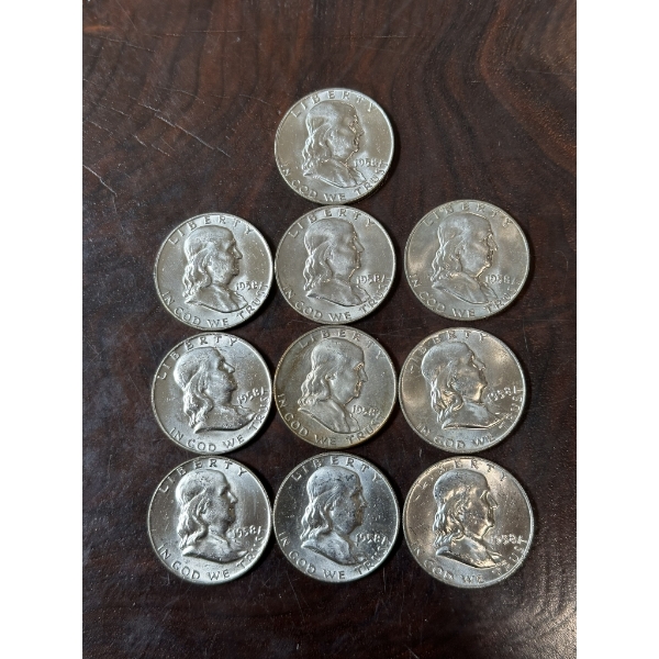 1958-D Brilliant Uncirculated Franklin Half Dollars - $5.00 Face Value