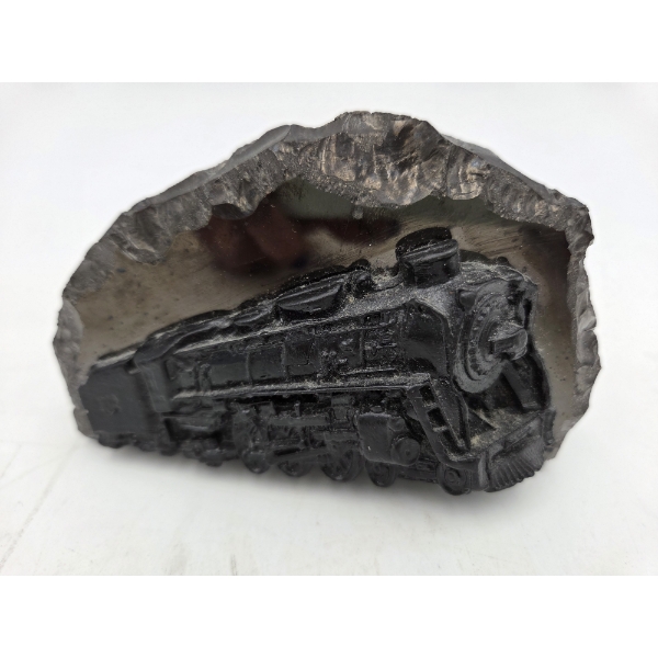 Unique Train Carving In Polished Coal 