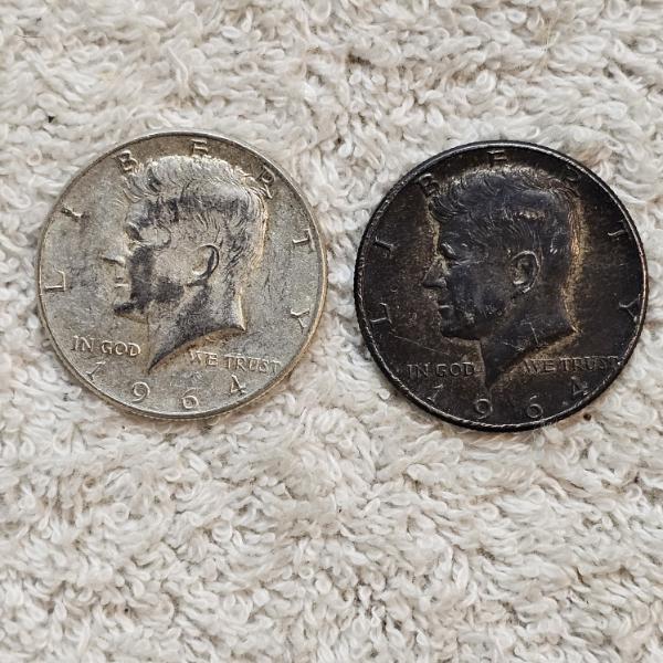 Two 90% Silver 1964 United States Kennedy Half Dollars AFV $1.00