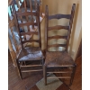 Image 4 : Louisville Home Pickup - Antique Solid Wood Drop Down Table & 2 Ladder Back Rattan Seat Chairs - EX!