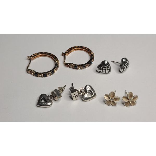(4) Pairs Of Women's Sterling Silver Earrings - Total Weight: 14.3g