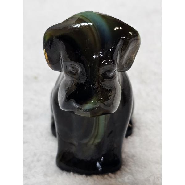 Degenhart Vintage Glass Dog Figurine - Caramel with Green