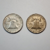 Image 2 : Two 1954 United States 90% Silver Franklin Half Dollars - FV: $1.00