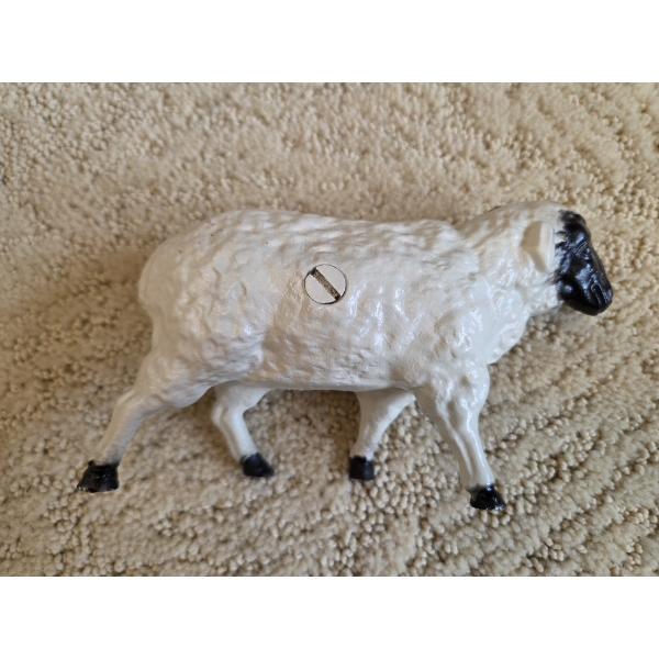 *Pick Up At Mantua Home-No Shipping Available* Superb Vintage 5.5'' Cast Iron Sheep Coin Bank With O