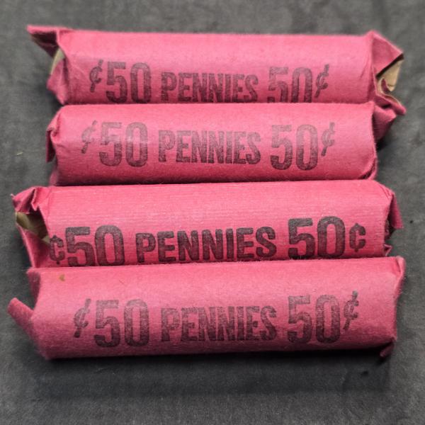 4 Rolls Uncounted, Unsearched Wheat Pennies - $2.00 FV
