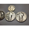 Image 3 : $0.85 in 90% Silver U.S. Coins - Three Standing Liberty Quarters & A Mercury Dime