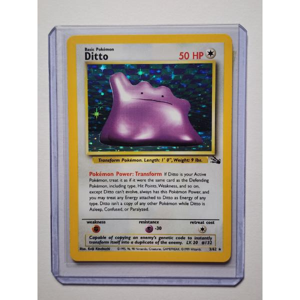 Ditto 3/62 Fossol Set Holo Rare Vintage Pokemon Trading Card ~ LP/NM