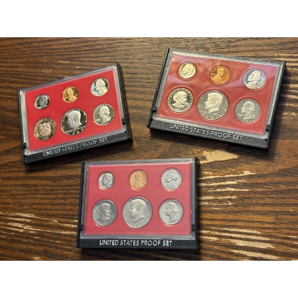 U.S. Proof Sets - FV $4.73 -1980 -1981 -1982 - Includes Kennedy Half Dollar - Dept of the Treasury T