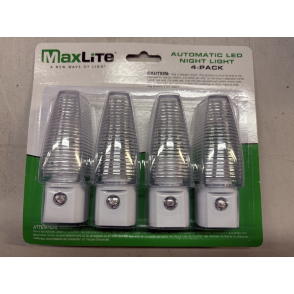Brand New - 4- Pack MaxLite Automatic LED Night Light - 3000K/.3W