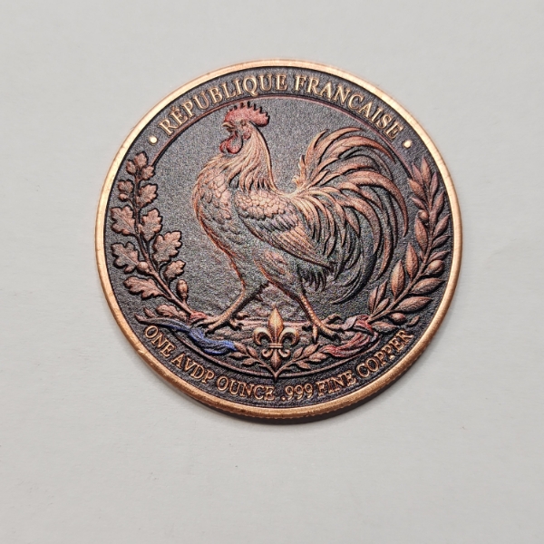 French Republic 1792-2026 Rooster & Marianne Commemorative 1 oz .999 Fine Copper Round 