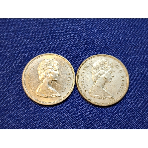 2 Canadian 25 Cents Coins: 1969 & 1968 