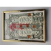 Image 1 : Framed Piece of Money Origami Art - Shirt & Tie With Decorative Lace and Beads