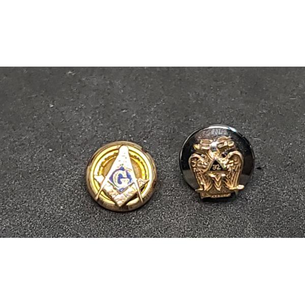(2) 14K Gold Masonic Lapel Pins- Weight: 0.7g
