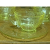 Image 2 : Antique  "Cameo / Ballerina" Depression Glass Cups & Saucers Also Known As "Dancing Girl"  See Desc.