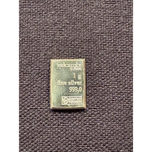 Valcambi Suisse 1 Gram Fine Pure .999 Silver Bar - Mint Condition