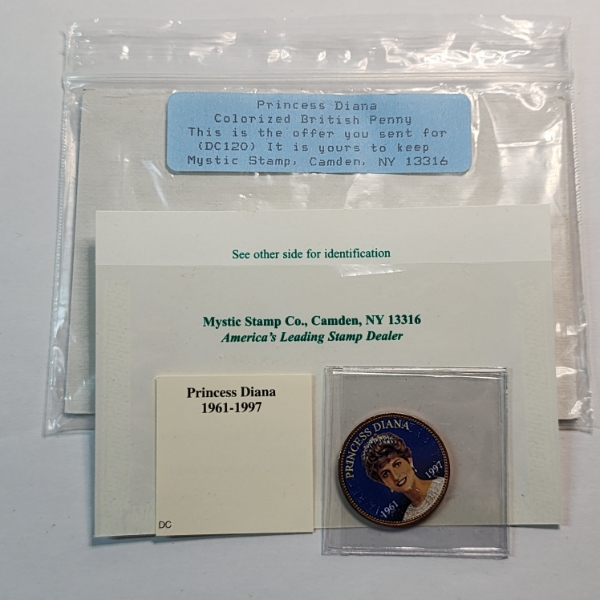 Mystic Stamp: Colorized British Penny Princess Diana 