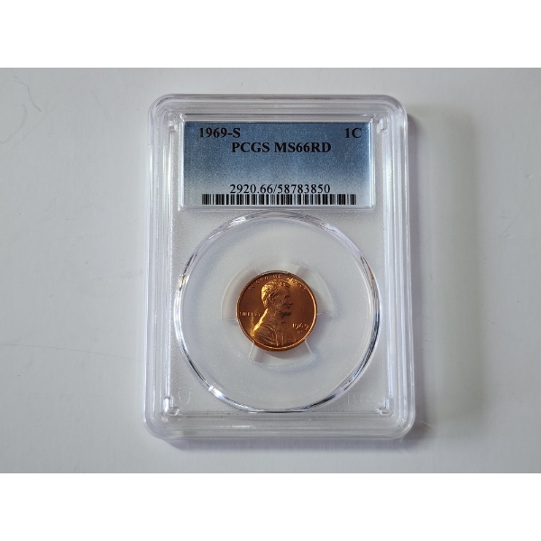 United States 1969-S Lincoln Cent Graded PCGS MS 66 RD