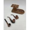Image 3 : Excellent Vintage Wood Pipe Stand And Three Vintage Wood Pipes