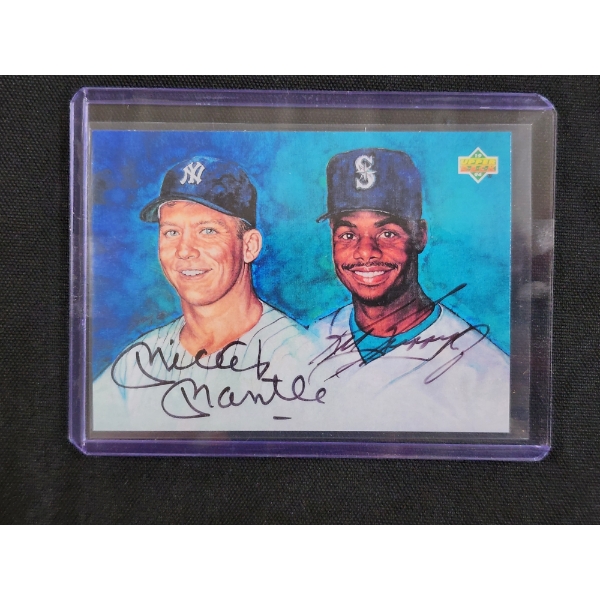 REPRINT - Mickey Mantle & Ken Griffey Jr. Autographed Upper Deck 1994 Trading Card - REPRINT -