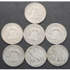 Image 2 : (7) Assorted Years/Mint Marks U.S 90% Silver Franklin & Walking Liberty Half Dollars - FV $3.50