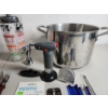 Image 5 : Lot of Assorted Kitchen/Drink Items: Pot, Thermometer, Shaker, Flask, Utensils, Glass Stirrers 