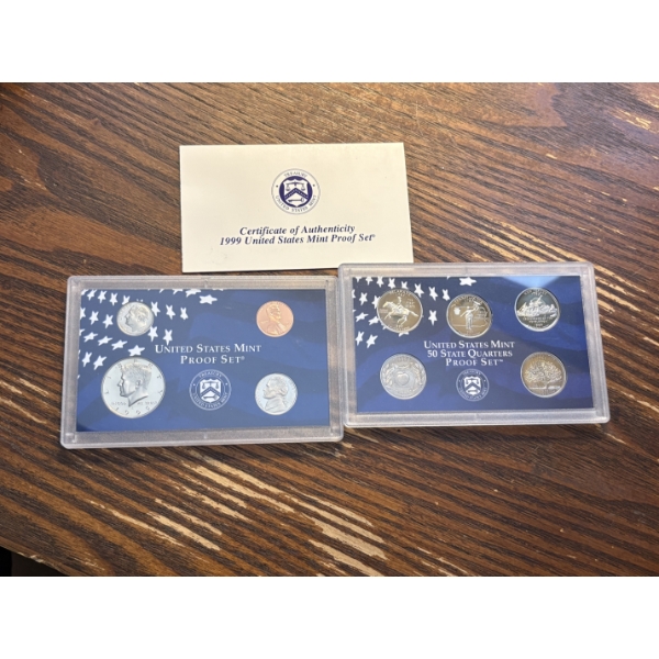 U.S. Mint Proof Set - FV $10.64 - 1999 - 2000 - 2001 - 2002 - Includes One Dollar - Half Dollar - Qu