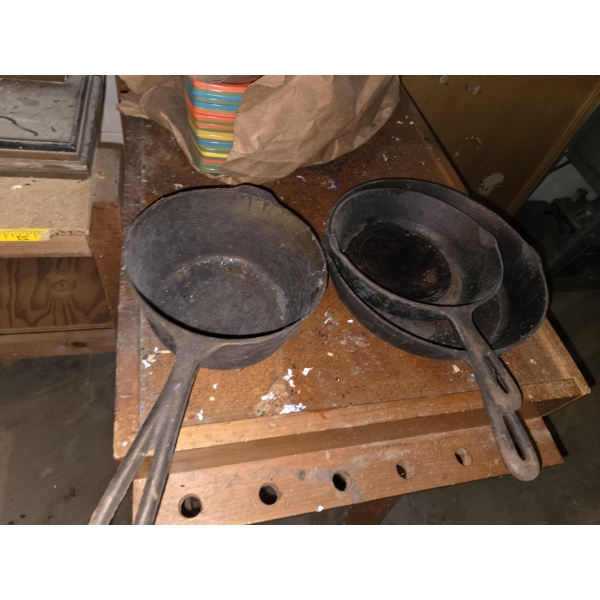 *Pick Up At Louisville Home - No Shipping Available* Vintage Adding Machine, Cast Iron Pans, Wood Ha