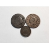 Image 1 : Three Old U.S. Coins: 1968 5 Cent Piece, 1833 Large Cent, & Unknown Year (Possibly 1836) Large Cent