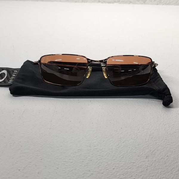 Vintage Oakley Square Wire Brown/Bronze Metal Sunglasses with Microfiber Bag