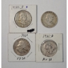 Image 1 : United States 90% Silver Franklin Half Dollars - 1952-D, 1959, 1960-D, 1961-D - Face Value: $2.00