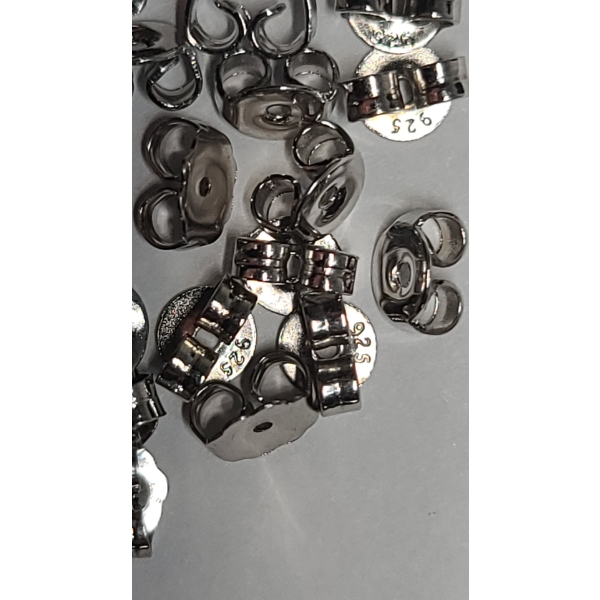 Sterling Silver Double Halo Stud Earrings & Many Sterling Earring Backs - Total Weight: 9.0g