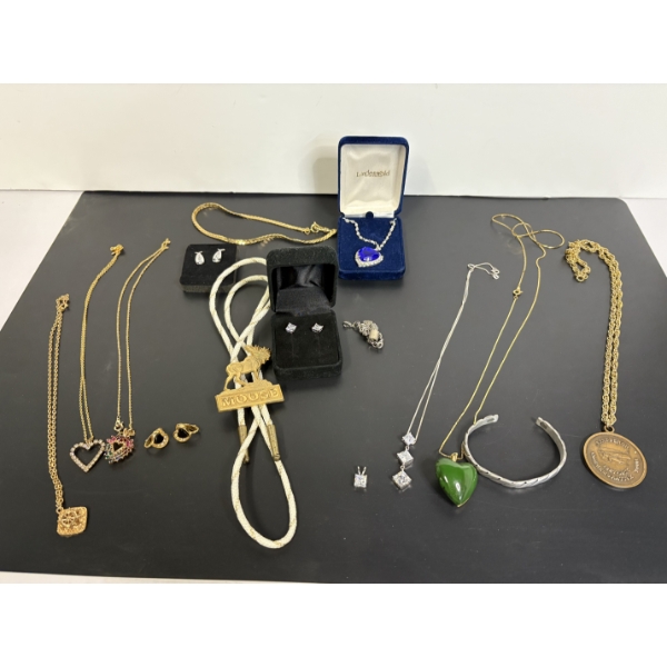 Beautiful Costume Jewelry - Includes Several Necklaces (4 Heart Necklaces) - Earrings - Moose Rope